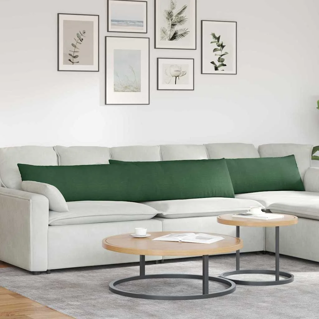 Vankúše na pohovku 2 pcs Tmavozelená 200 x 40 cm