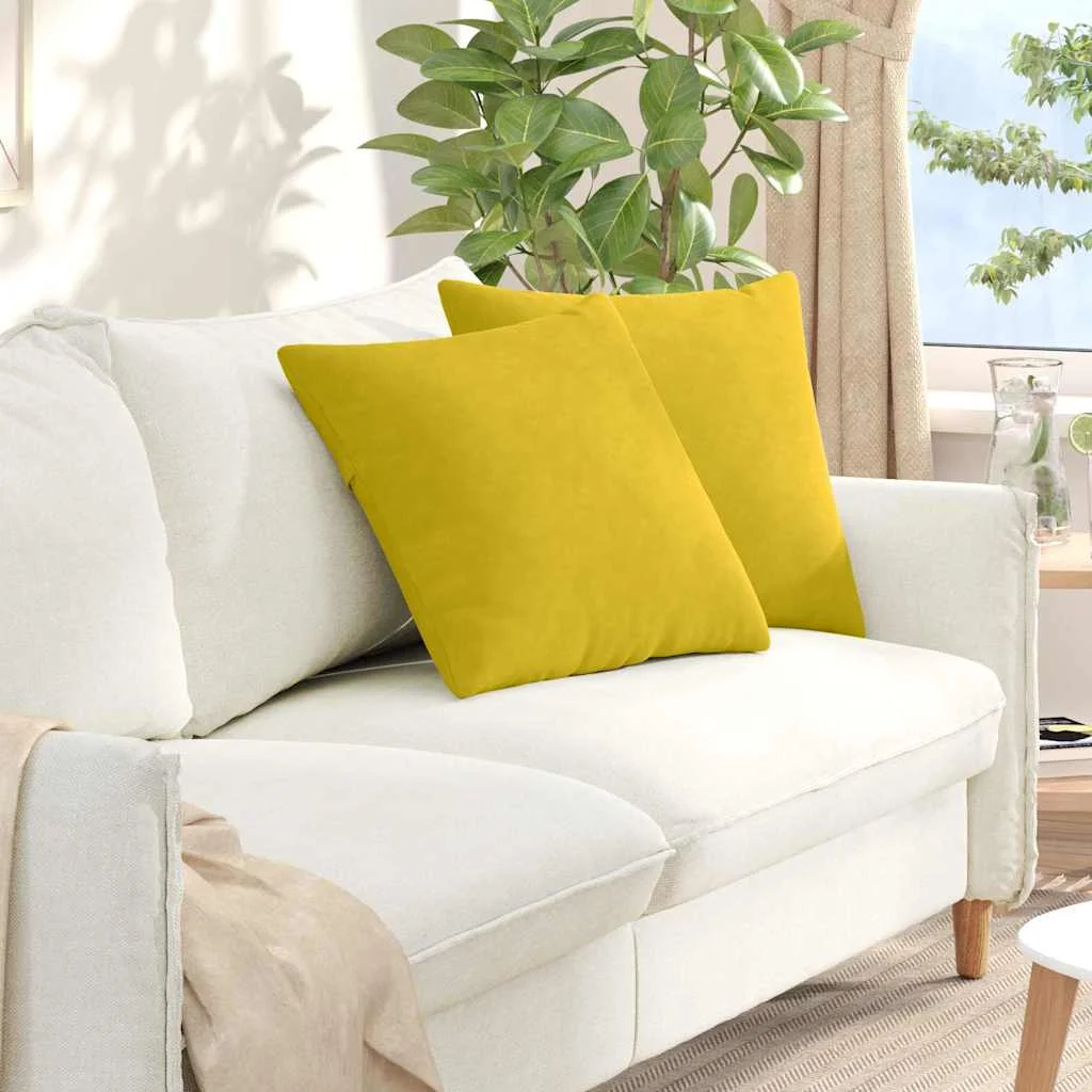 Vankúše na pohovku 2 pcs Žltá 50 x 50 cm Kordúrová tkanina