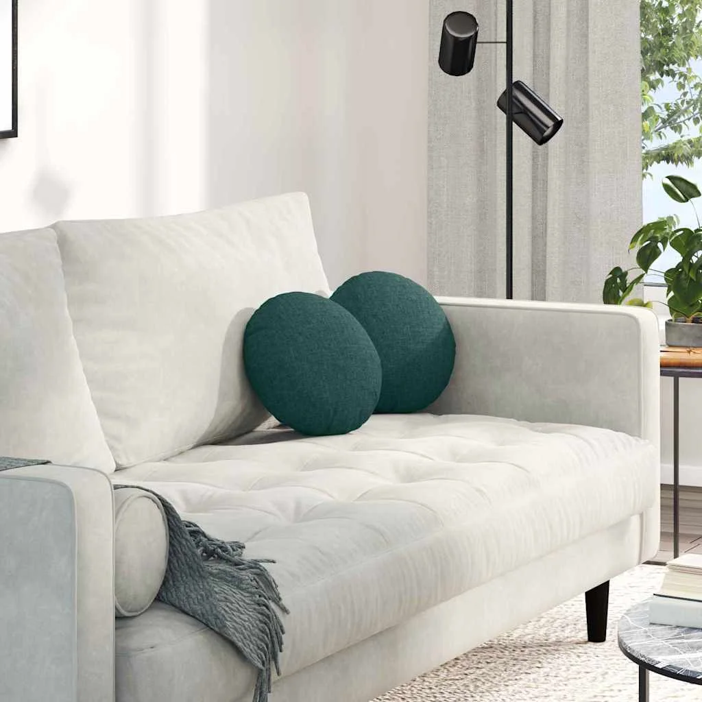 Vankúše na sedenie 2 pcs Tmavozelená Ø30 x 13 cm látka