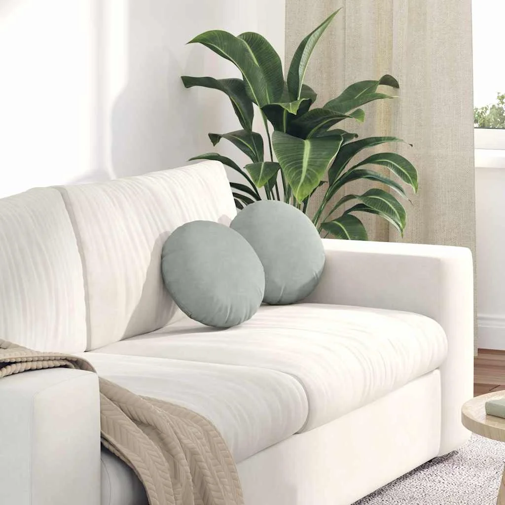 Vankúše na sedenie 2 pcs Svetlosivá Ø 40 x 13 cm Zamat