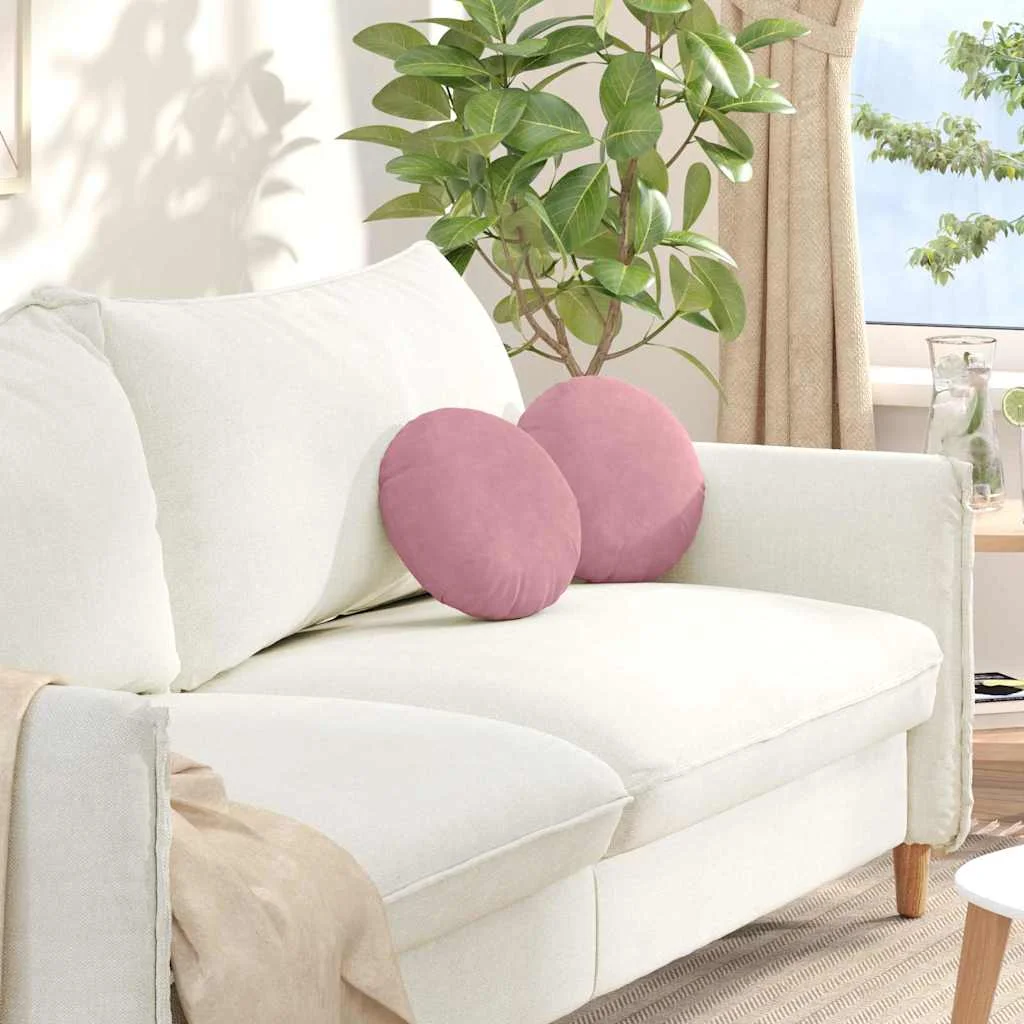 Vankúše na sedenie 2 pcs Ružová Ø 40 x 13 cm Zamat
