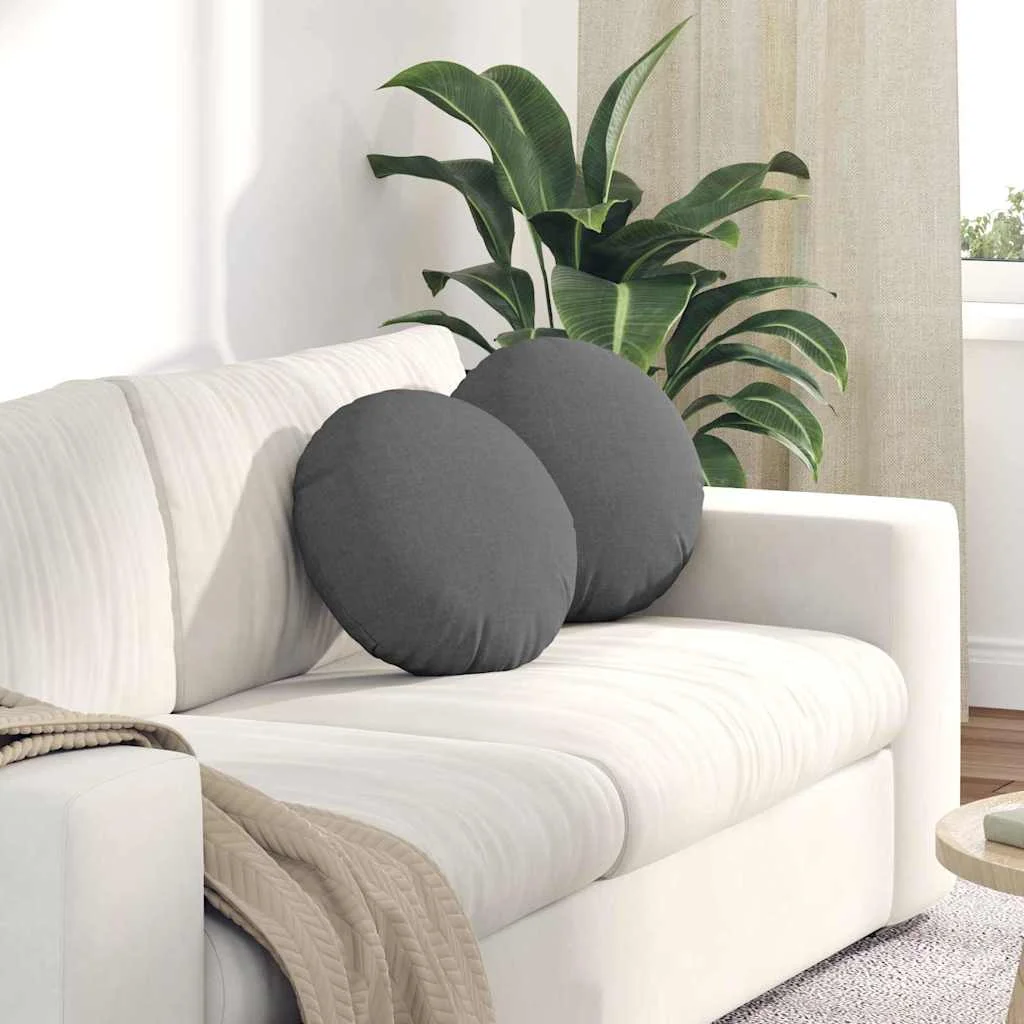 Vankúše na sedenie 2 pcs Tmavo šedá Ø40 x 13 cm látka