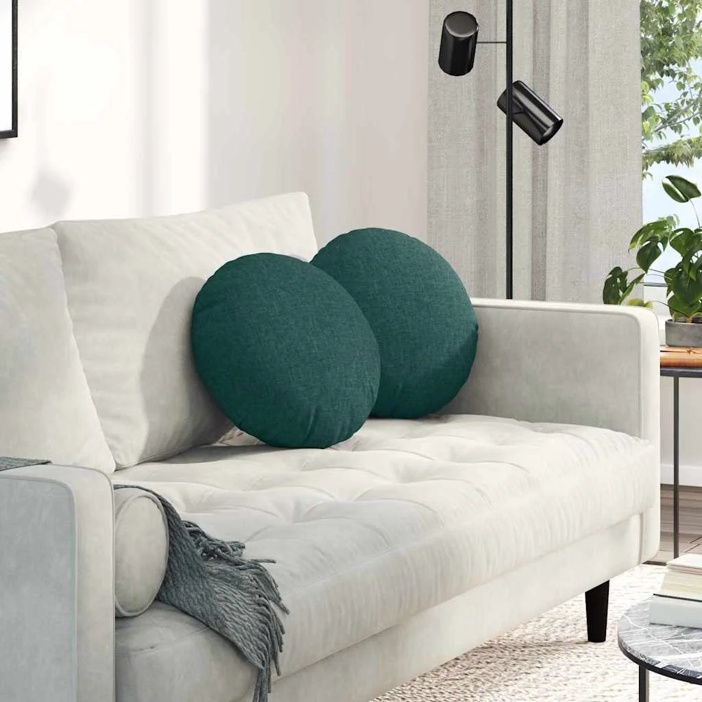 Vankúše na sedenie 2 pcs Tmavozelená Ø40 x 13 cm látka