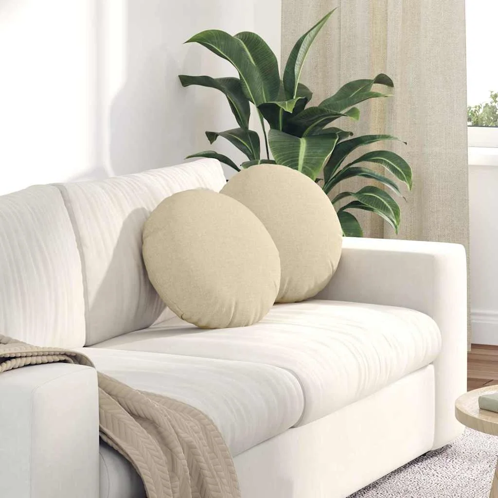 Vankúše na sedenie 2 pcs Krémová Ø40 x 13 cm látka