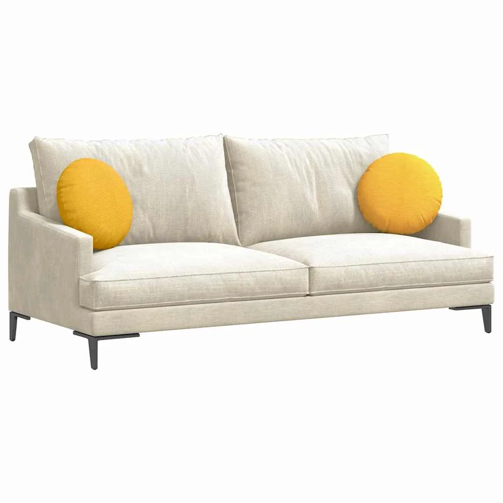 Vankúše na sedenie 2 pcs Svetložltá Ø 40 cm Kordúrová tkanina