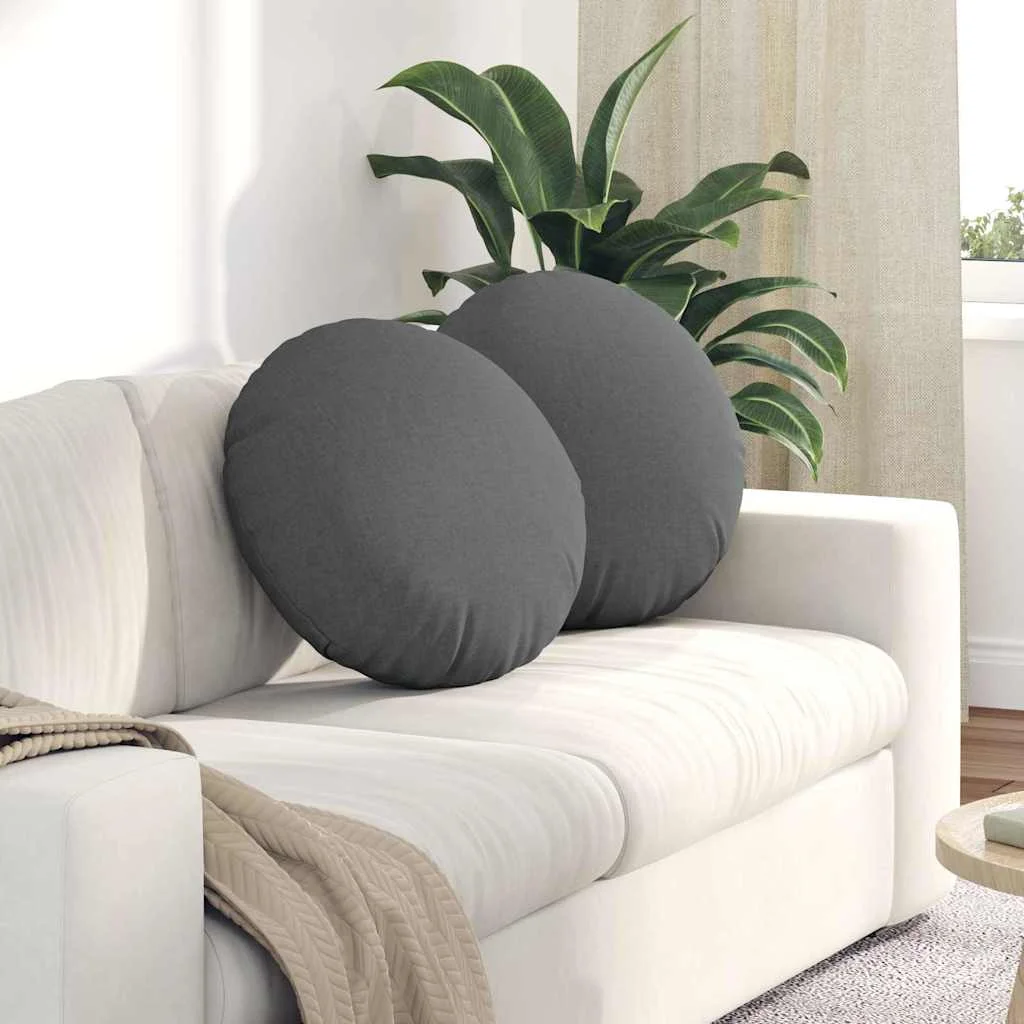 Vankúše na sedenie 2 pcs Tmavo šedá Ø50 x 19 cm látka