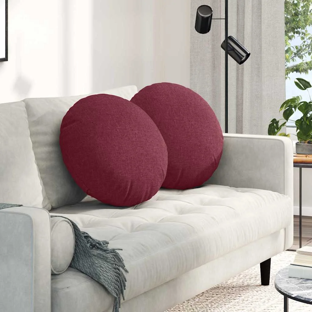 Vankúše na sedenie 2 pcs Víno červené Ø50 x 19 cm látka
