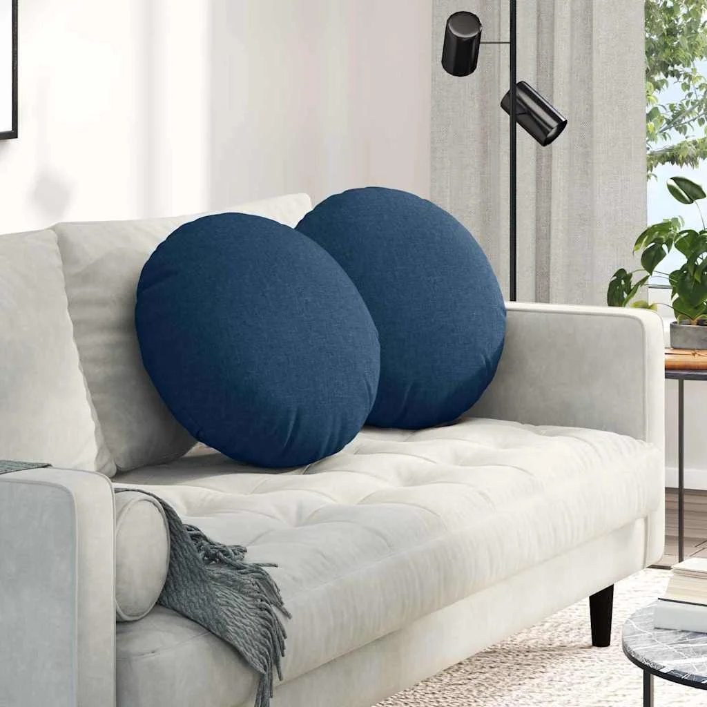Vankúše na sedenie 2 pcs Modrá Ø50 x 19 cm látka