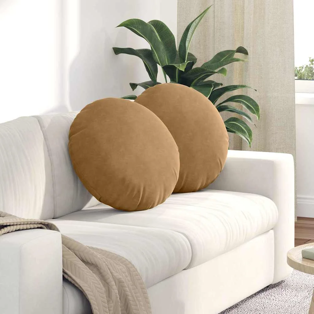 Vankúše na sedenie 2 pcs Hnedá Ø50 x 19 cm Zamat