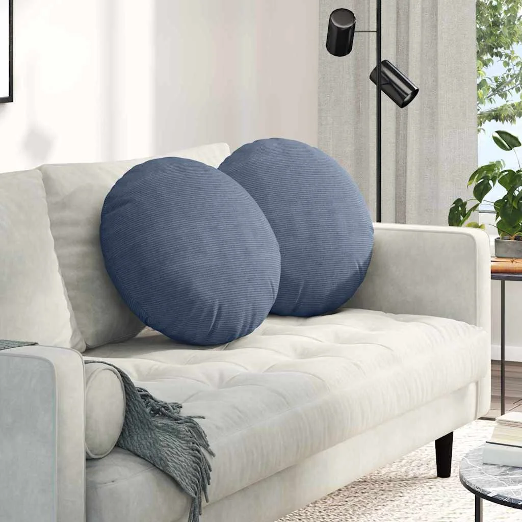 Vankúše na sedenie 2 pcs Modrá Ø 50 cm Kordúrová tkanina