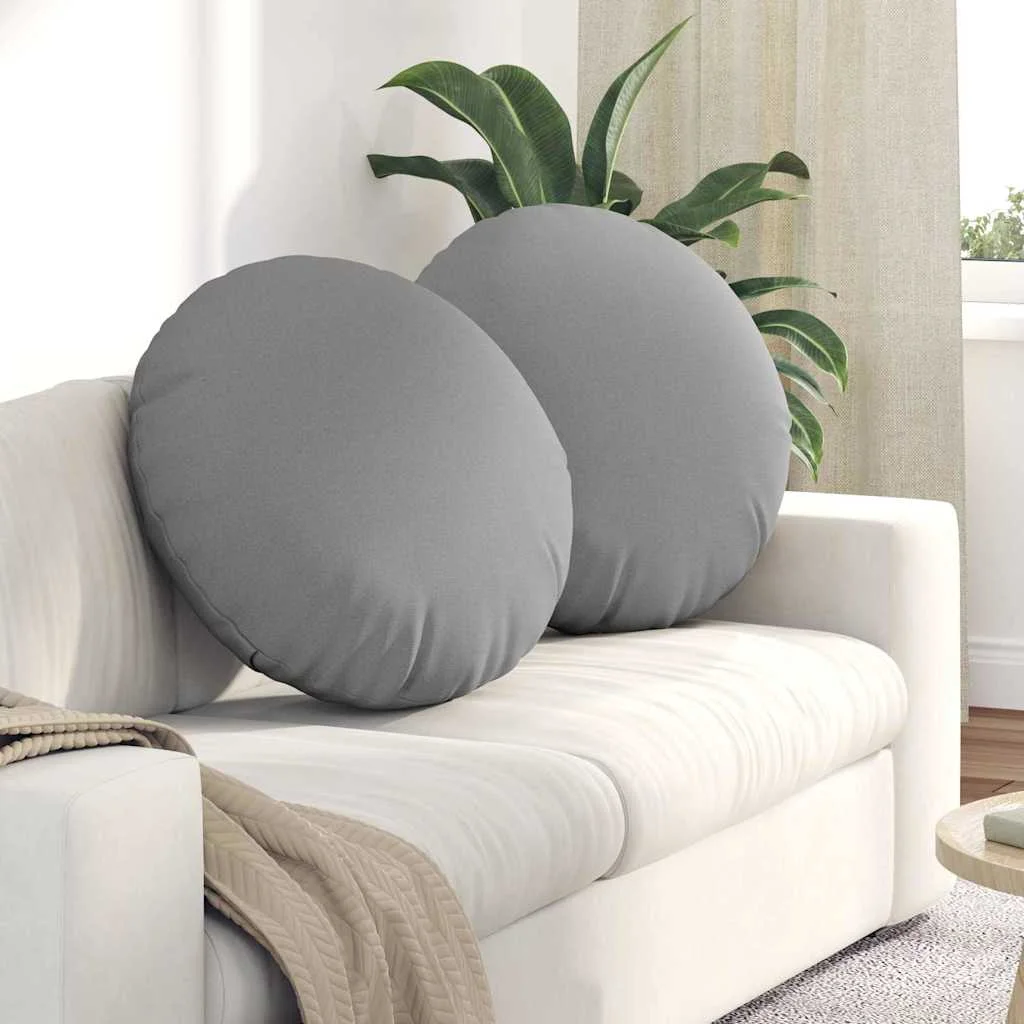 Vankúše na sedenie 2 pcs Oblá šedá Ø60 x 21 cm látka