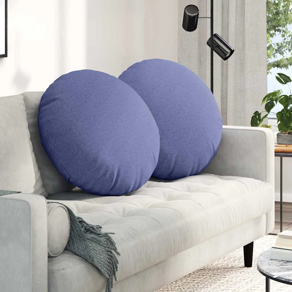 Vankúše na sedenie 2 pcs Modrá džínovina Ø60 x 21 cm látka