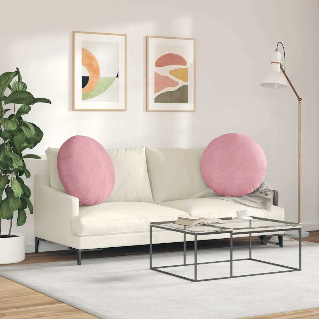 Vankúše na sedenie 2 pcs Ružová Ø 40 x 13 cm Zamat