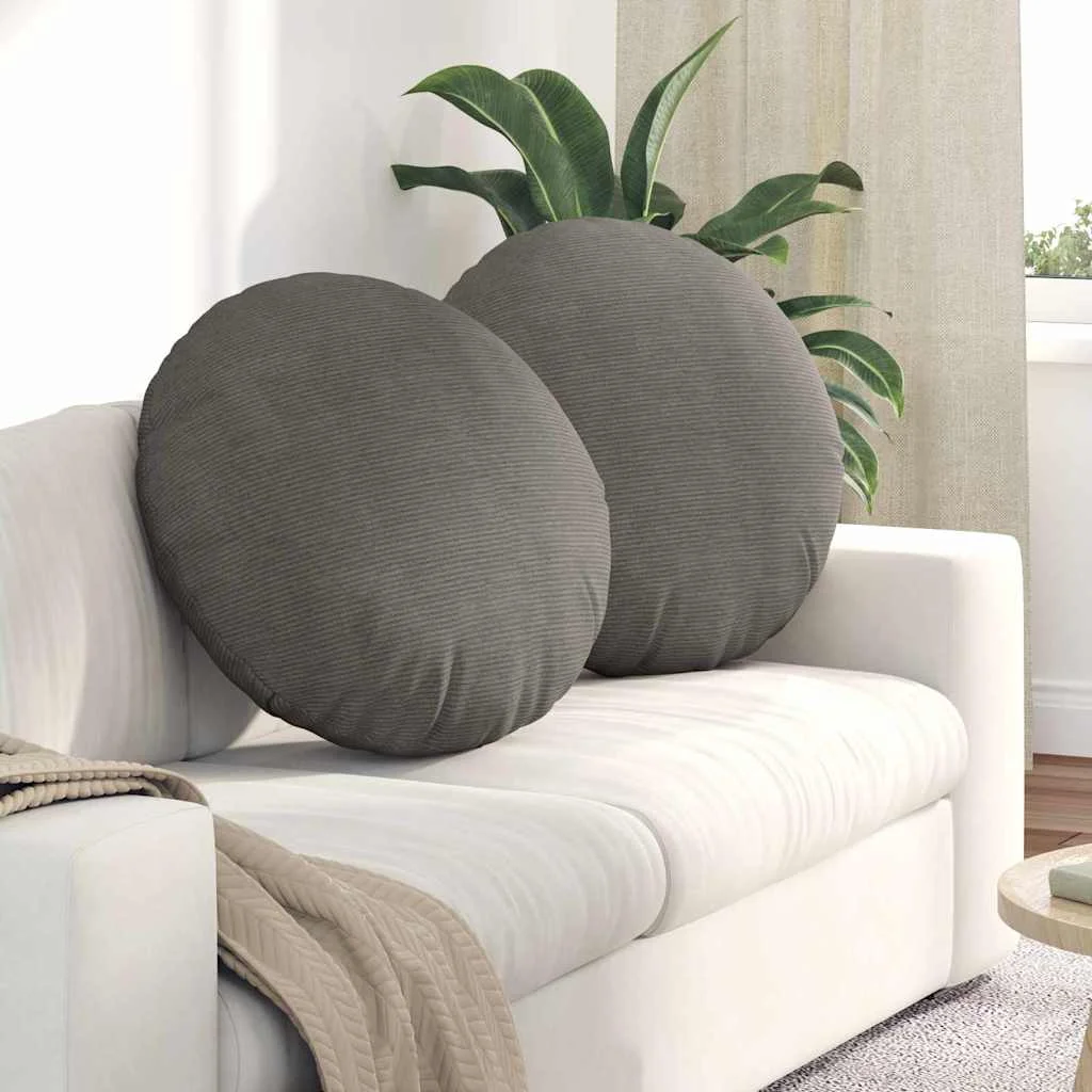 Vankúše na sedenie 2 pcs Svetlosivá Ø 60 cm Kordúrová tkanina