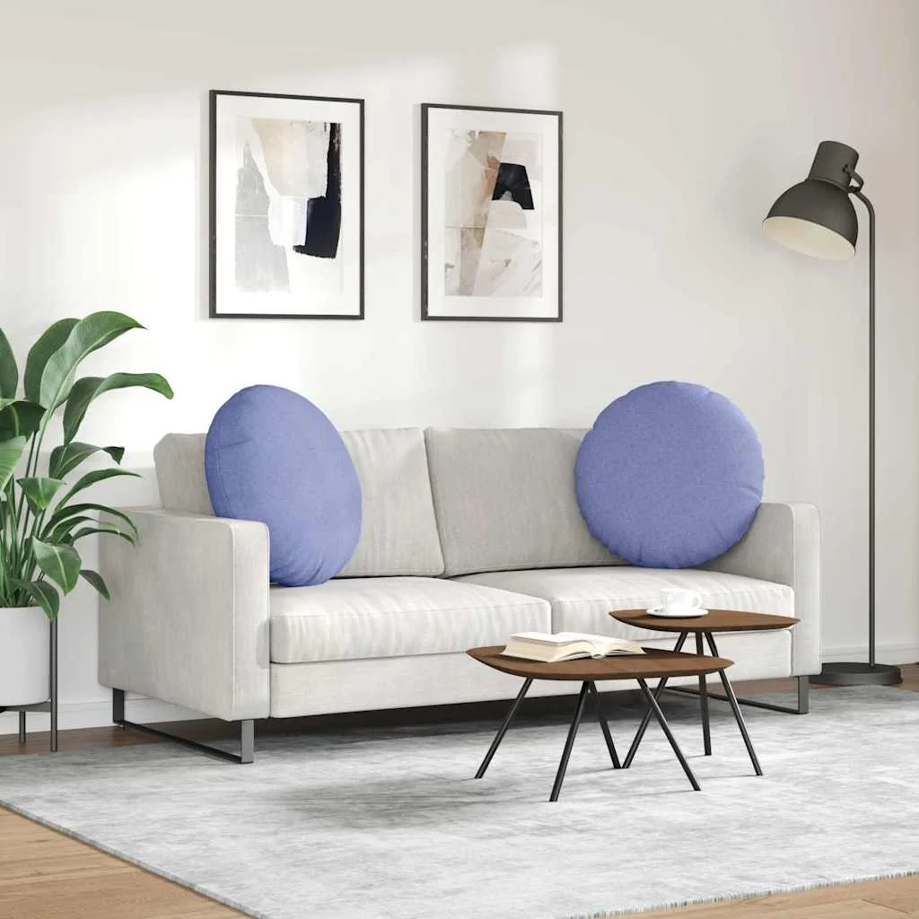 Vankúše na sedenie 2 pcs Modrá džínovina Ø80 x 29 cm látka