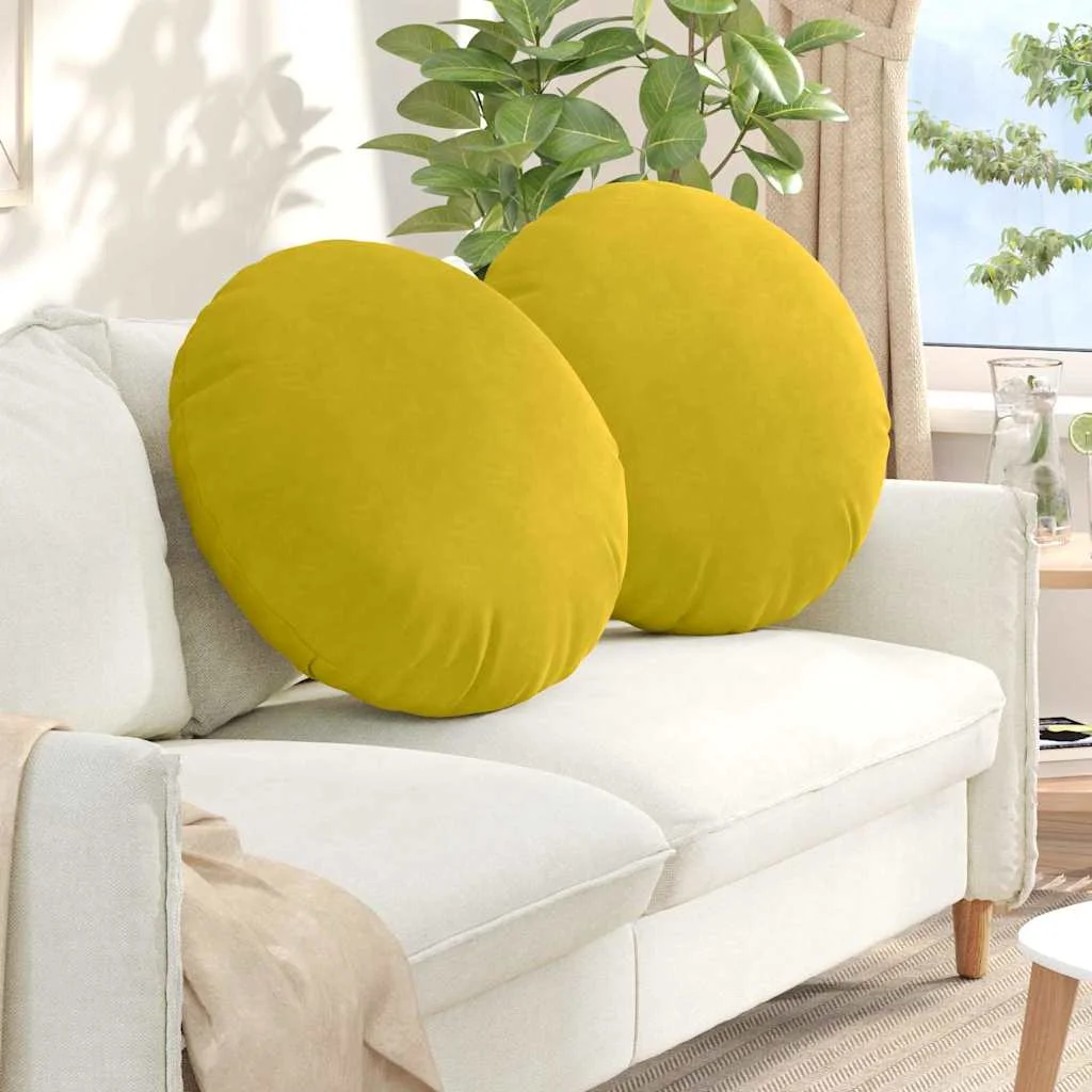 Vankúše na sedenie 2 pcs Žltá Ø80 x 29 cm Zamat
