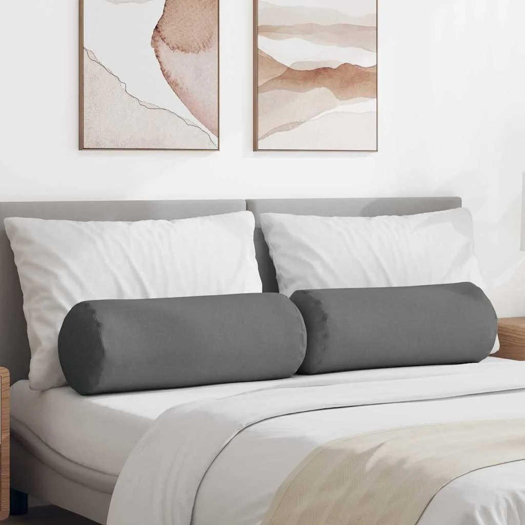 Podložkové vankúše 2 pcs Tmavo šedá Ø 25 x 70 cm látka
