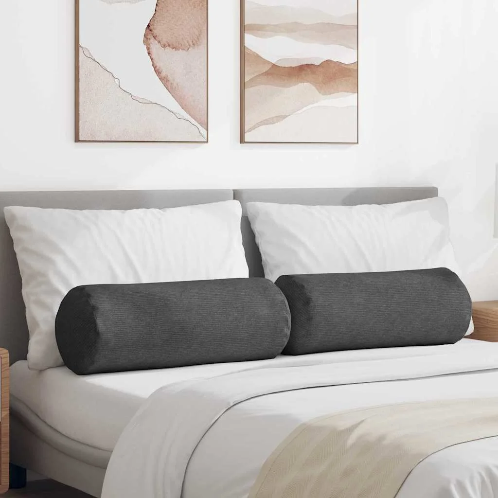 Podložkové vankúše 2 pcs Tmavo šedá Ø 25 x 70 cm