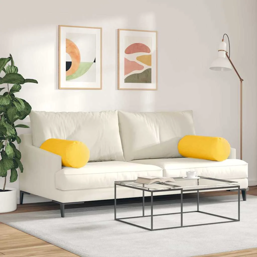 Podložkové vankúše 2 pcs Svetložltá Ø 25 x 70 cm