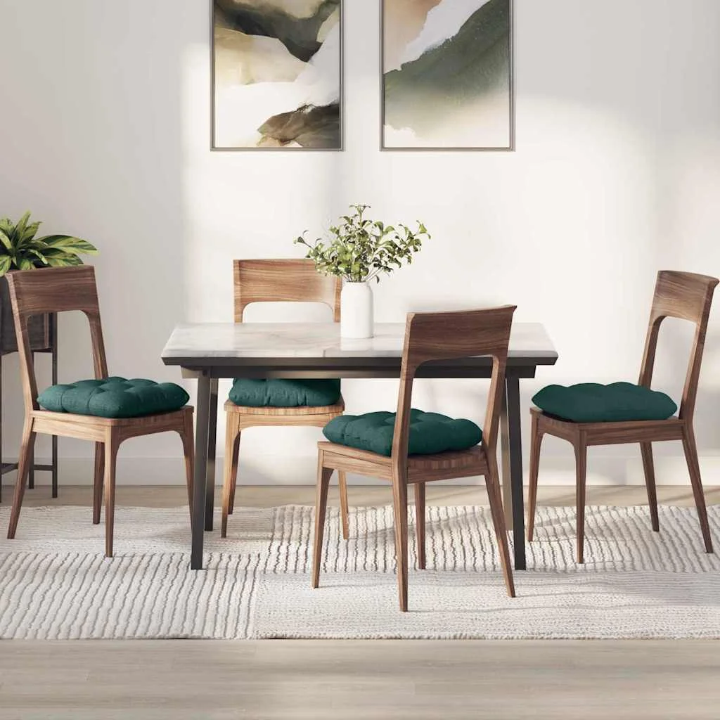Vankúše na sedenie 4 pcs Tmavozelená 40 x 40 x 12 cm látka