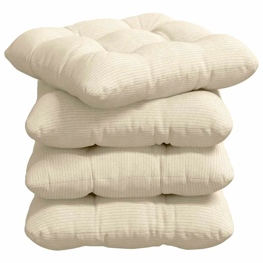 Vankúše na sedenie 4 pcs Krémová 40 x 40 cm Kordúrová tkanina