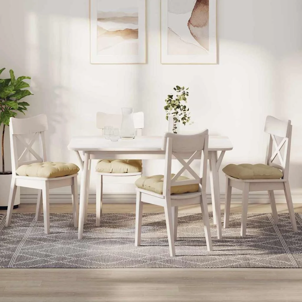 Vankúše na sedenie 4 pcs Krémová 45 x 45 x 12 cm látka