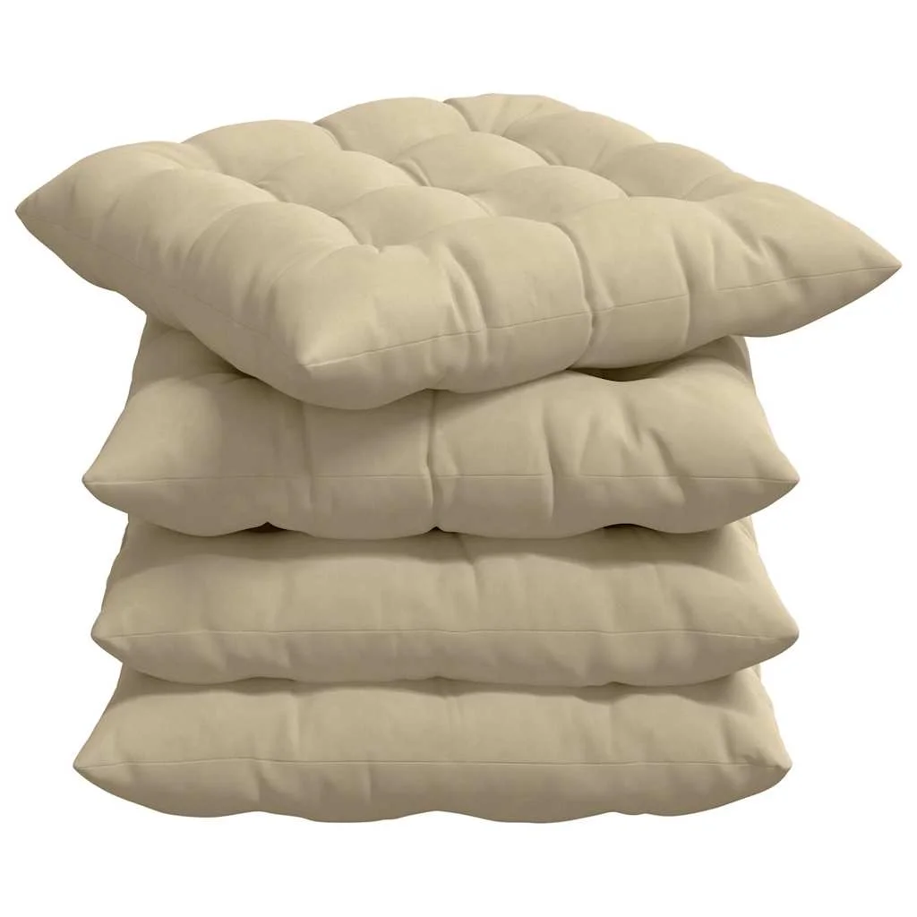 Vankúše na sedenie 4 pcs Krémová 40 x 40 x 6 cm Mikrovlákno