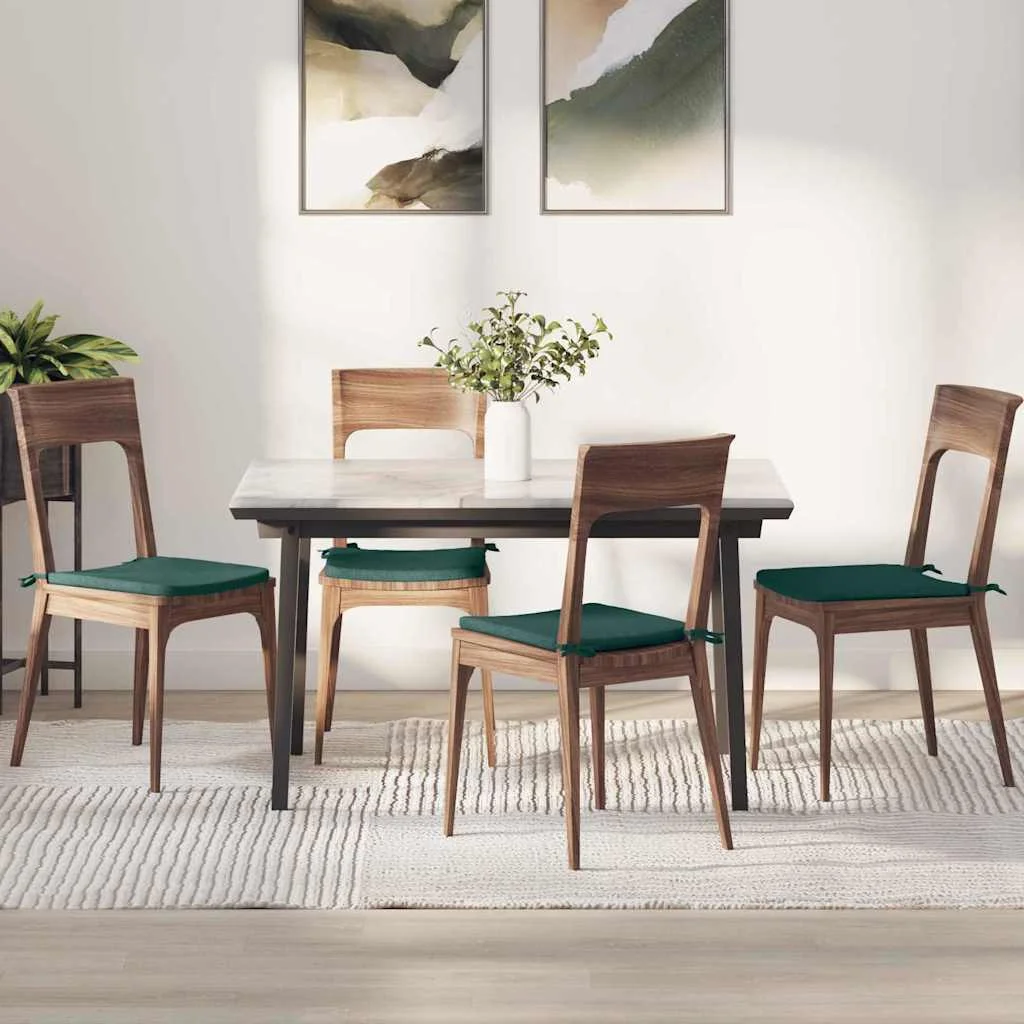 Vankúše na sedenie 4 pcs Tmavozelená 40 x 40 x 3 cm látka