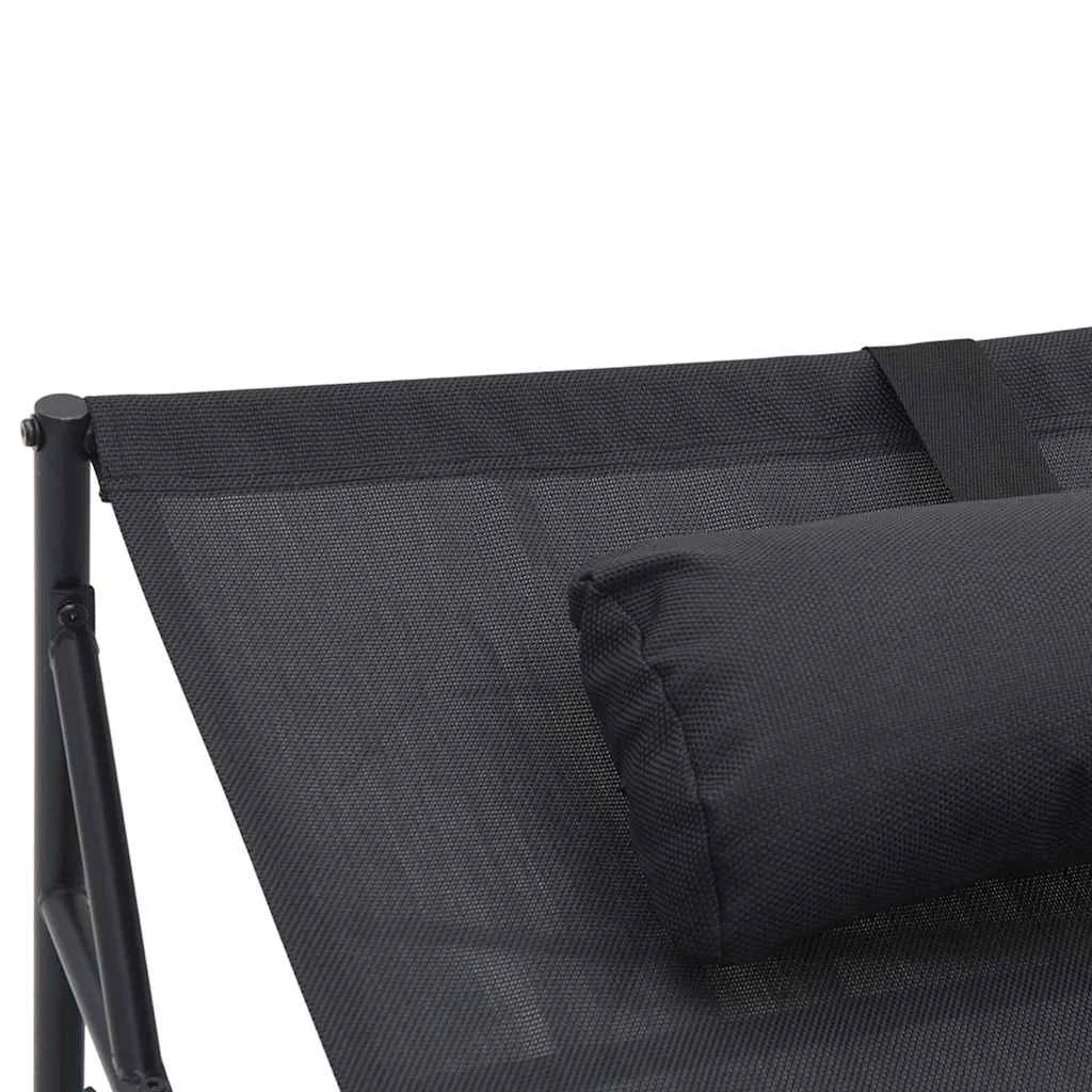 Záhradný slnečník s vankúšom 2 pcs Čierna