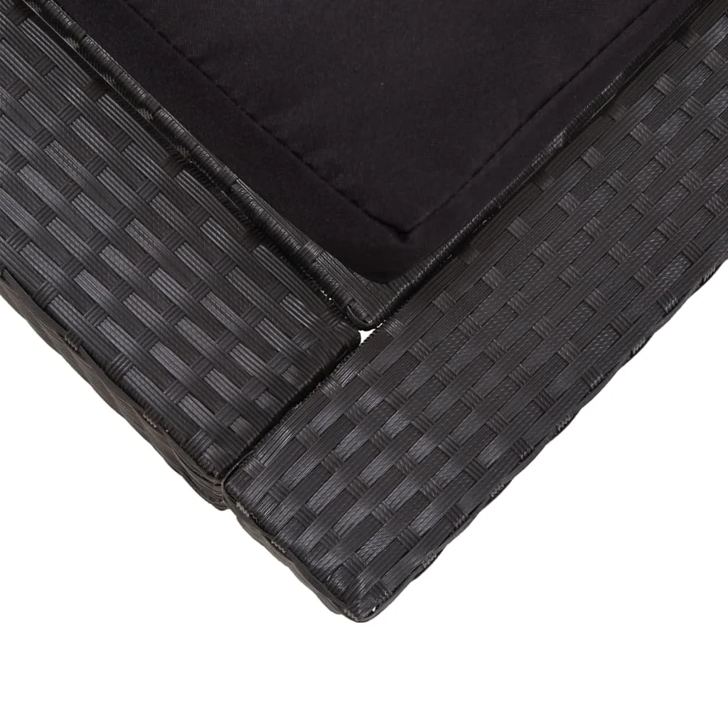 2-miestne opaľovacie lehátko s vankúšom čierne polyratanové