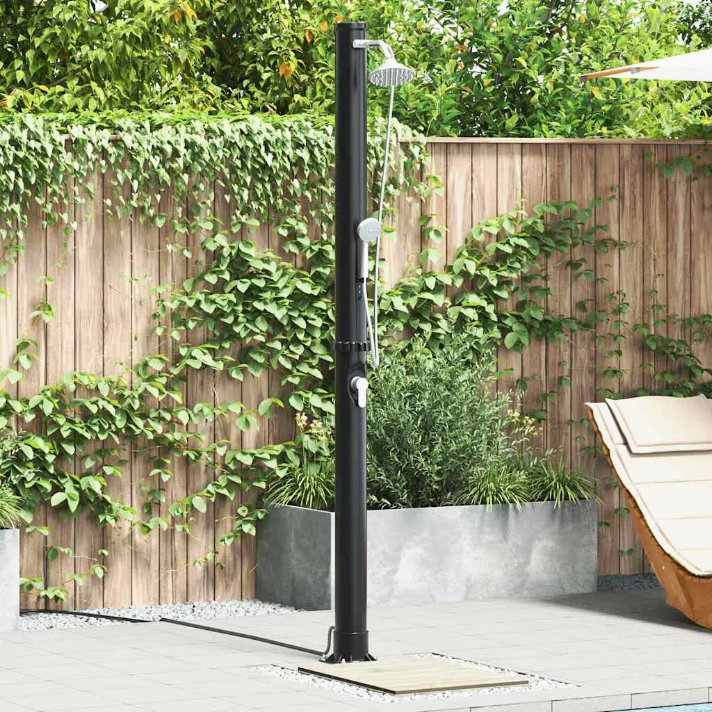Exteriérová slnečná sprcha Čierna 217 cm PVC a hliník