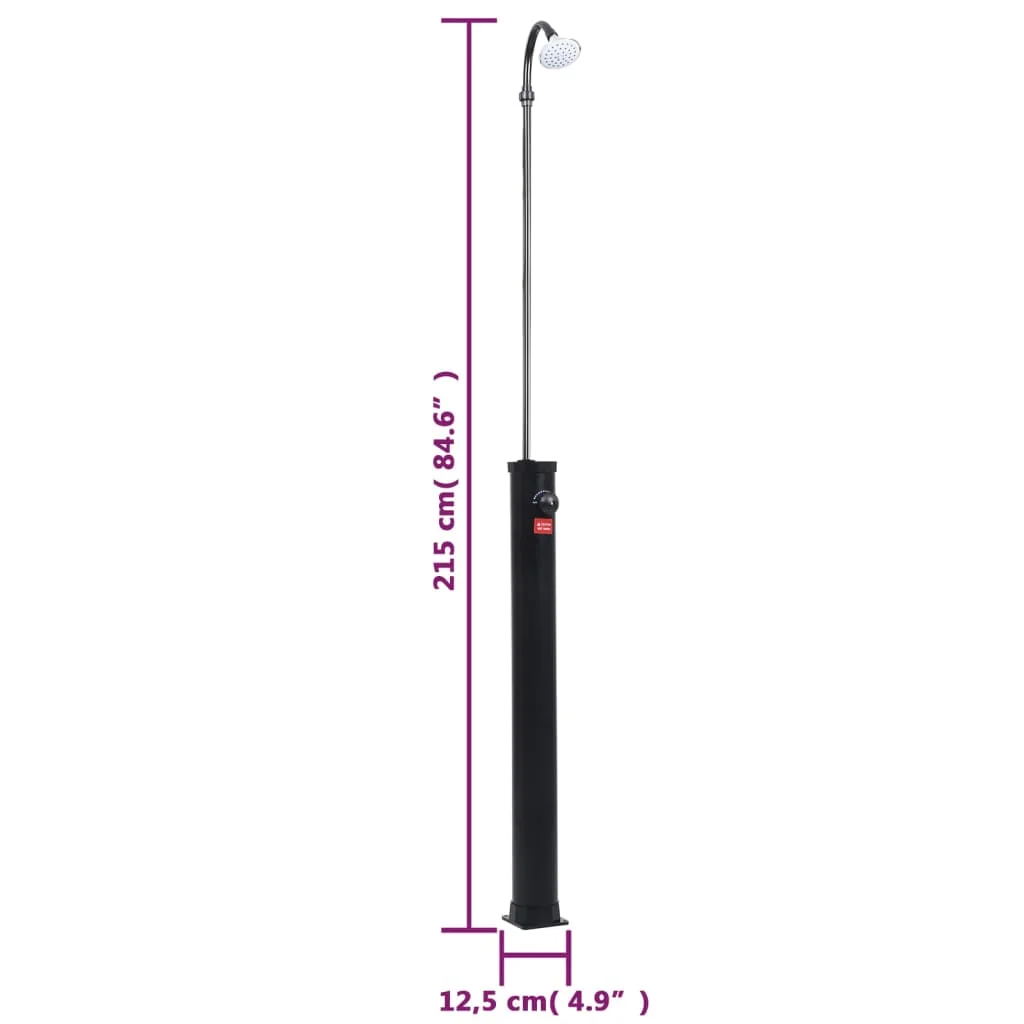 Záhradná solárna sprcha čierna 215 cm 8 l