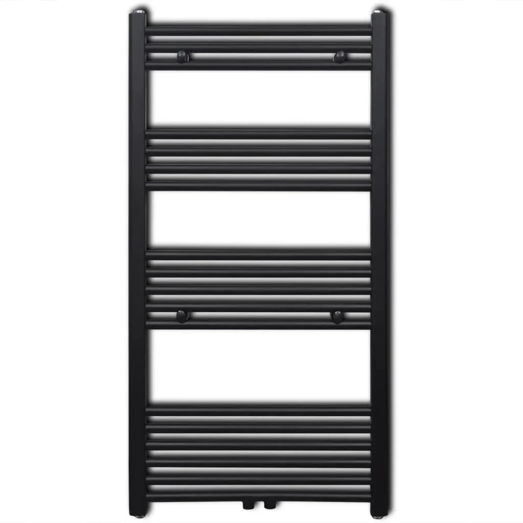 Čierny rebríkový radiátor na centrálne vykurovanie, rovný 600x1160 mm