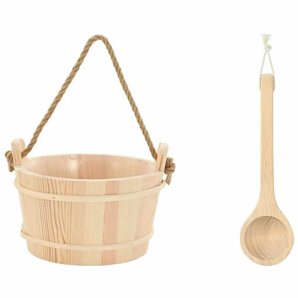 Saunový vedro 2 pcs Hnedá Masívne borovicové drevo a konope