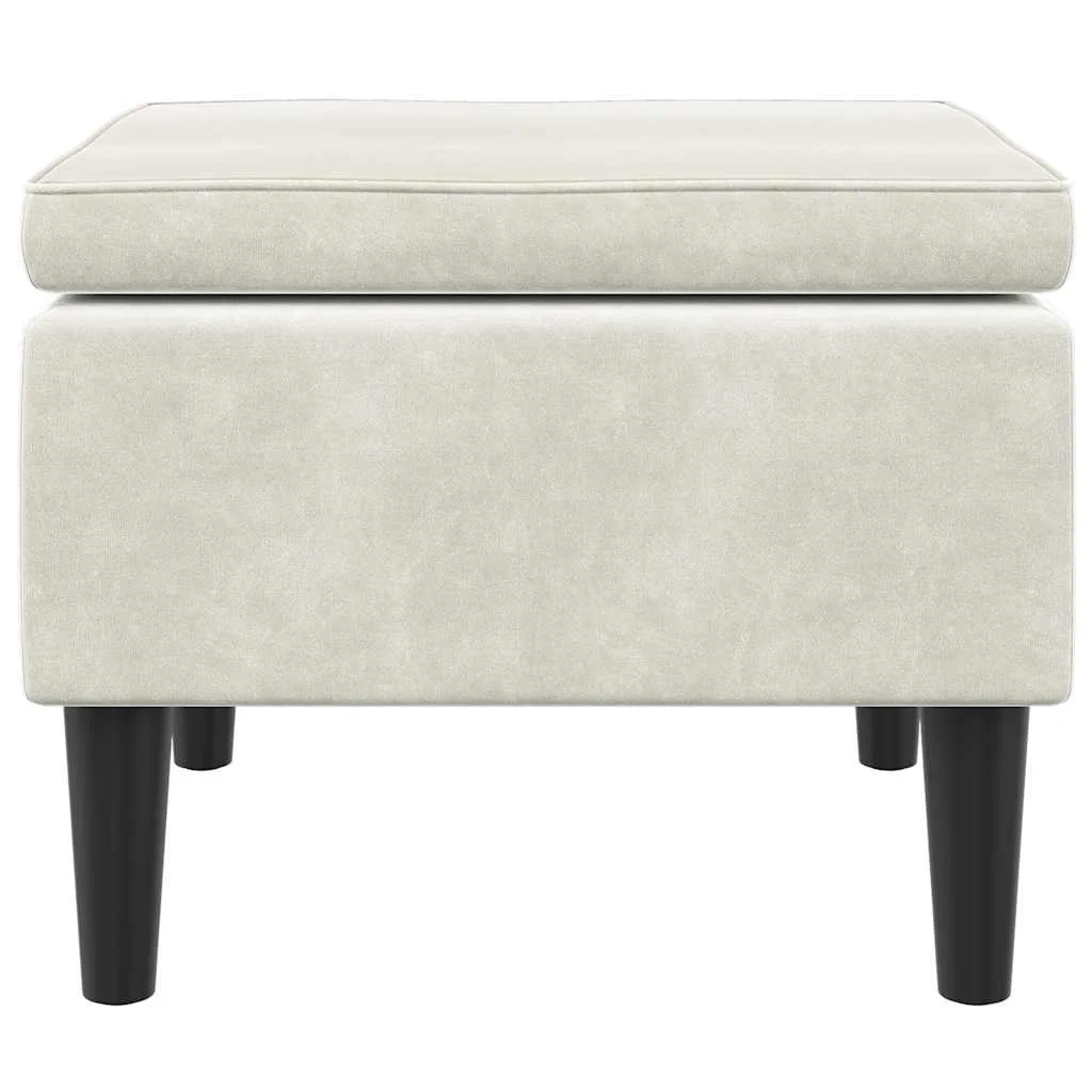 Taburetka s drevenými nohami, krémová zamatová