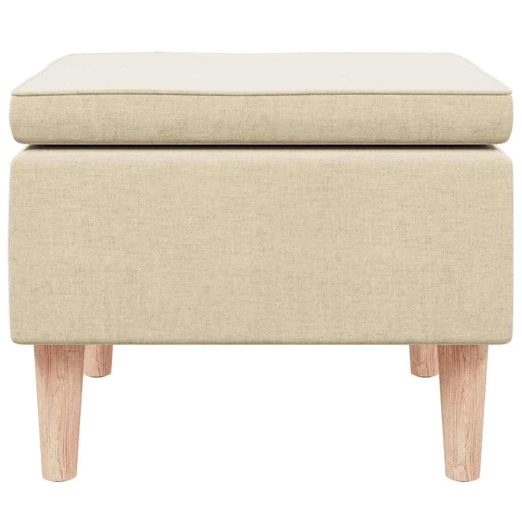Taburetka s drevenými nohami krémová látková
