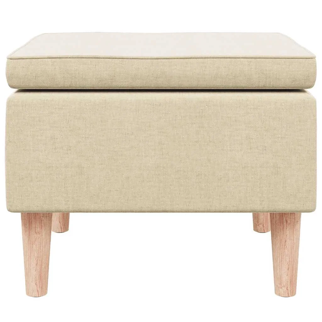 Taburetka s drevenými nohami krémová látková