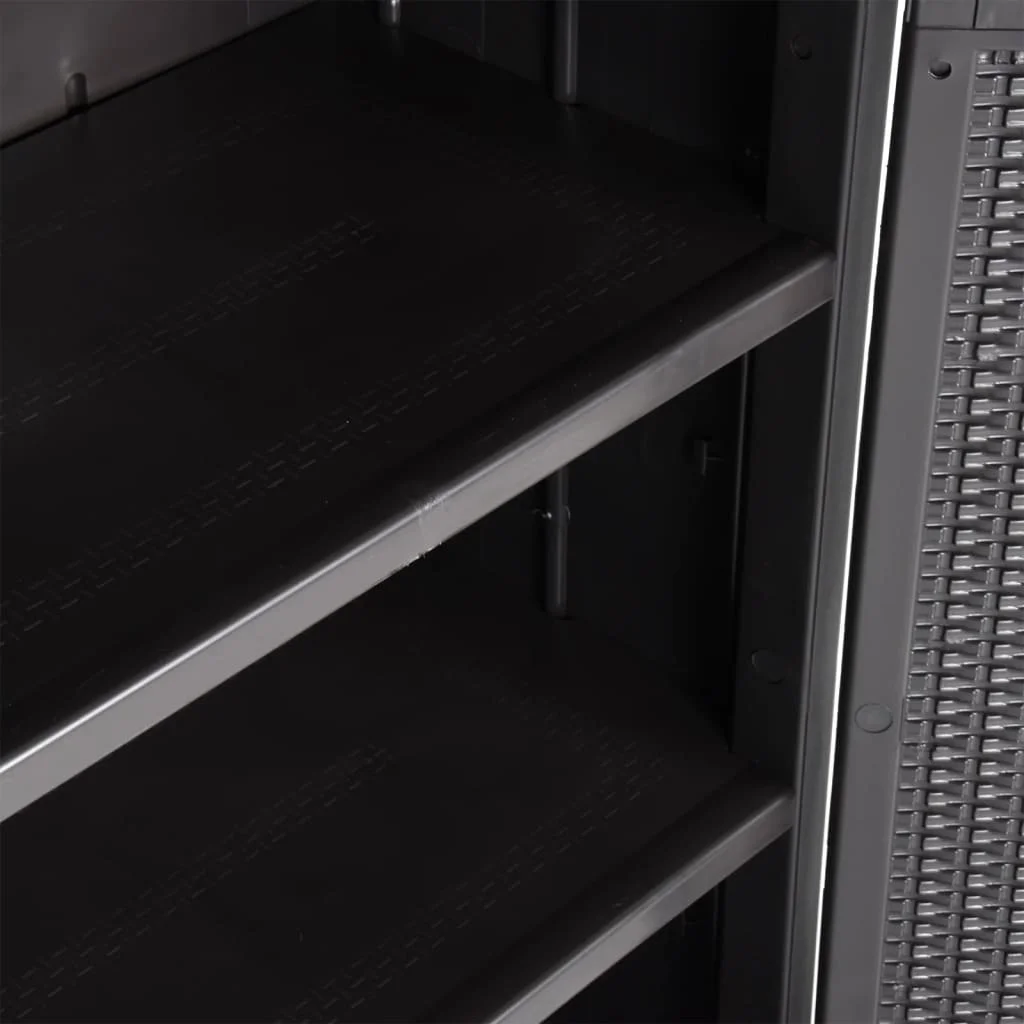 Záhradná úložná skrinka, čierna 65x45x172 cm, PP ratan