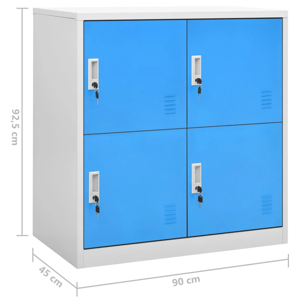 Uzamykacie skrinky 2 ks bledosivé a modré 90x45x92,5 cm oceľové