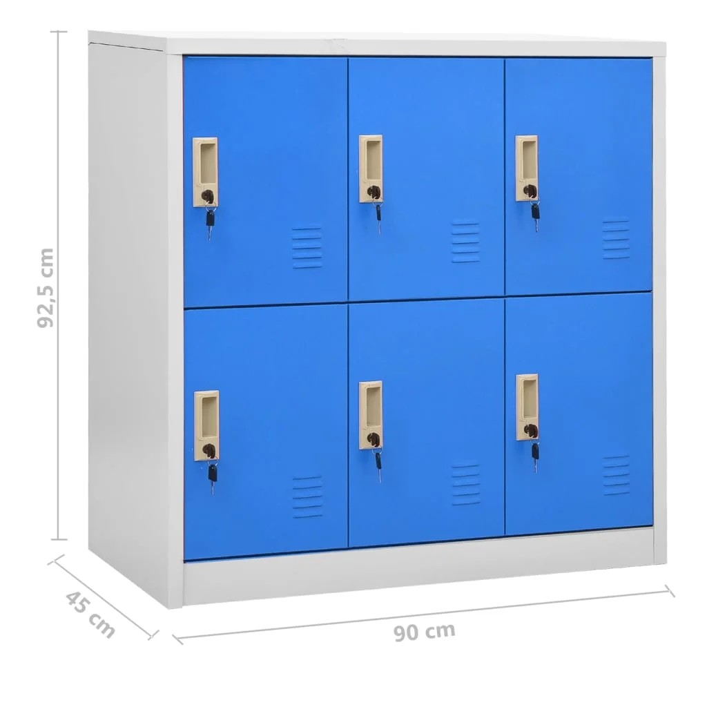 Uzamykacie skrinky 5 ks bledosivé a modré 90x45x92,5 cm oceľové