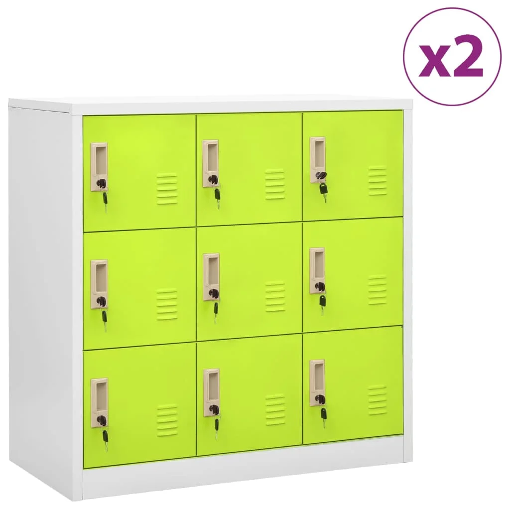 Uzamykacie skrinky 2 ks bledosivé a zelené 90x45x92,5 cm oceľové