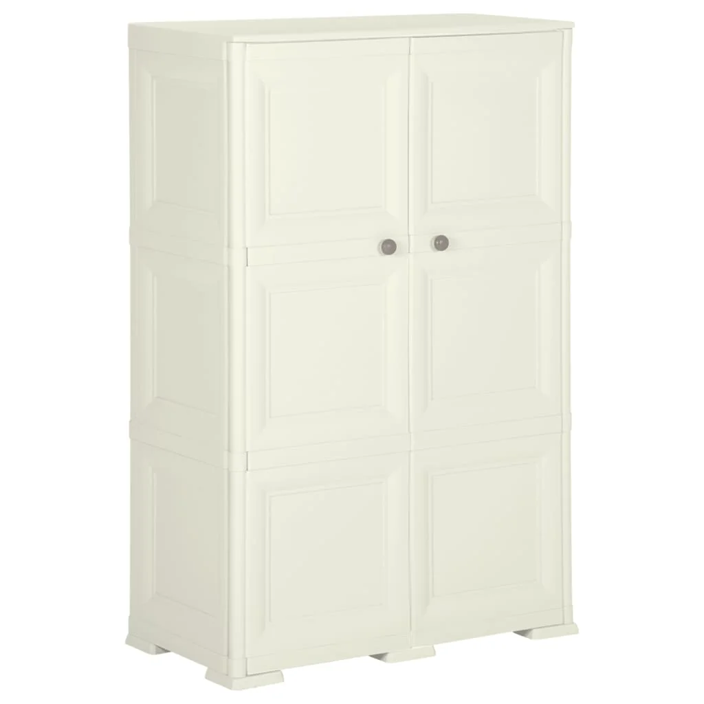 Plastová skrinka 79x43x125 cm, drevený dizajn, vanilková