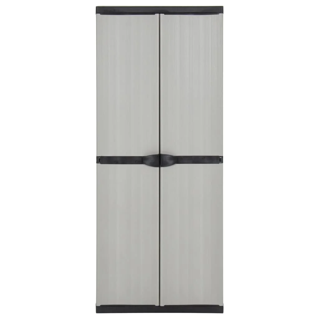 Záhradná úložná skriňa s 3 policami sivá a čierna 68x40x168 cm