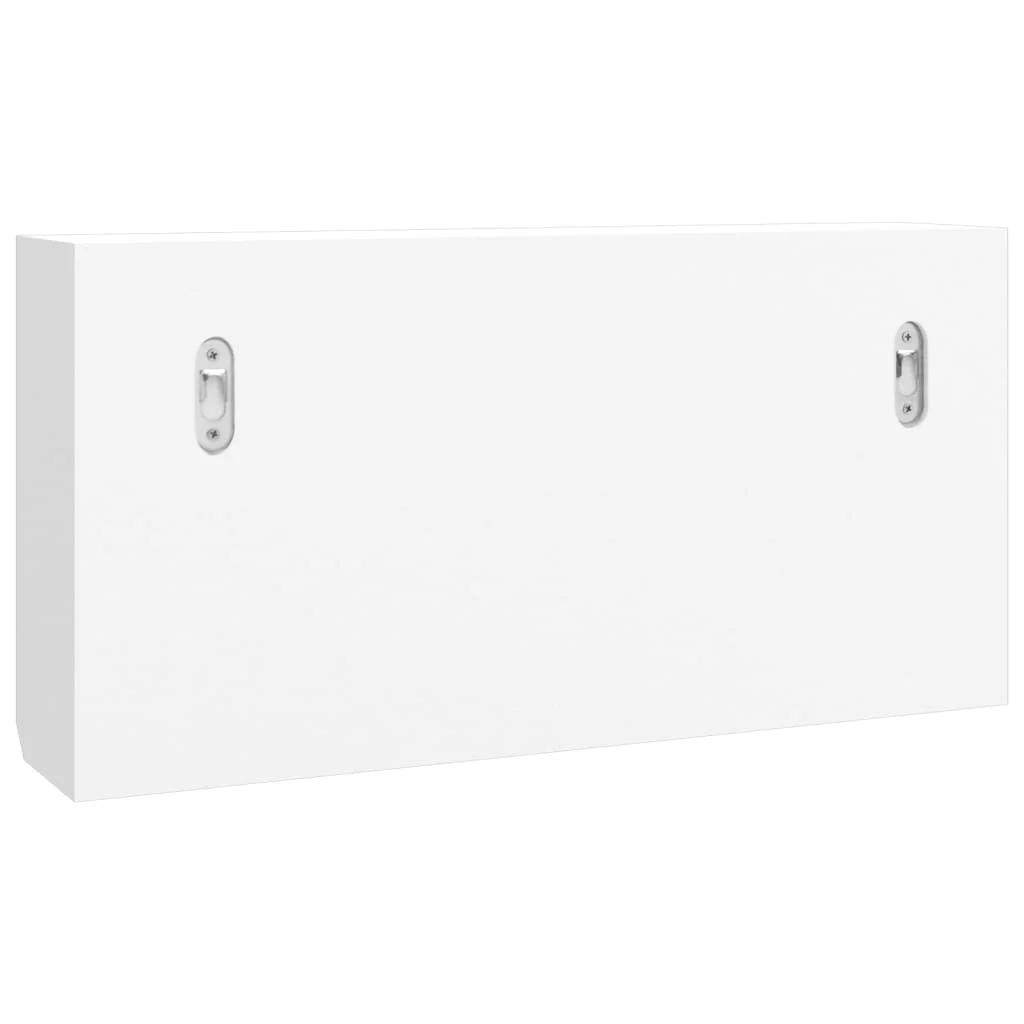 Skrinka na kľúče biela 40x8,5x20 cm spracované drevo a oceľ