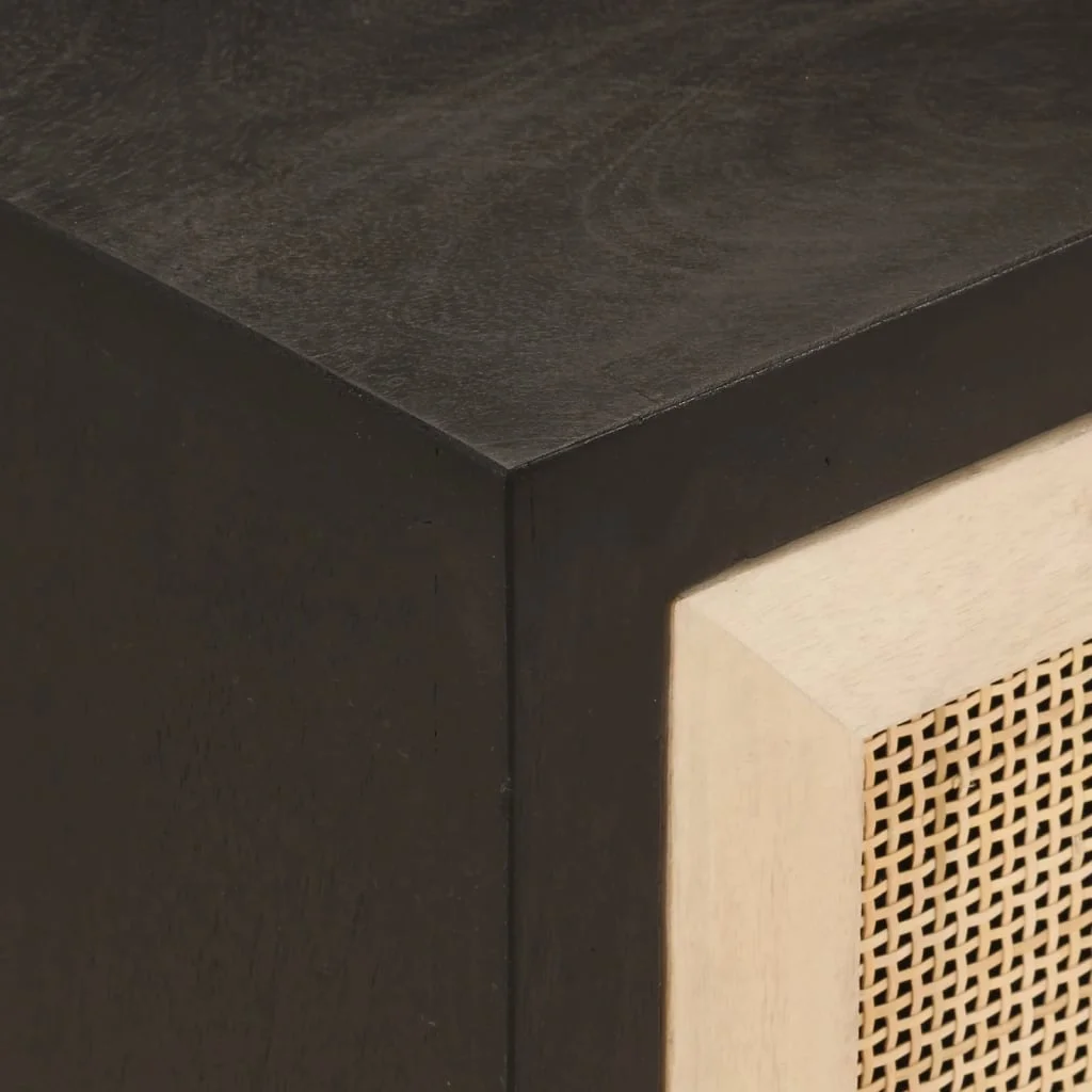 Nočný stolík, čierny 40x30x50 cm, mangový masív a železo