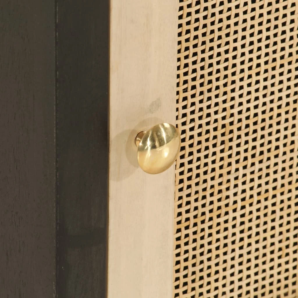 Nočný stolík, čierny 40x30x50 cm, mangový masív a železo