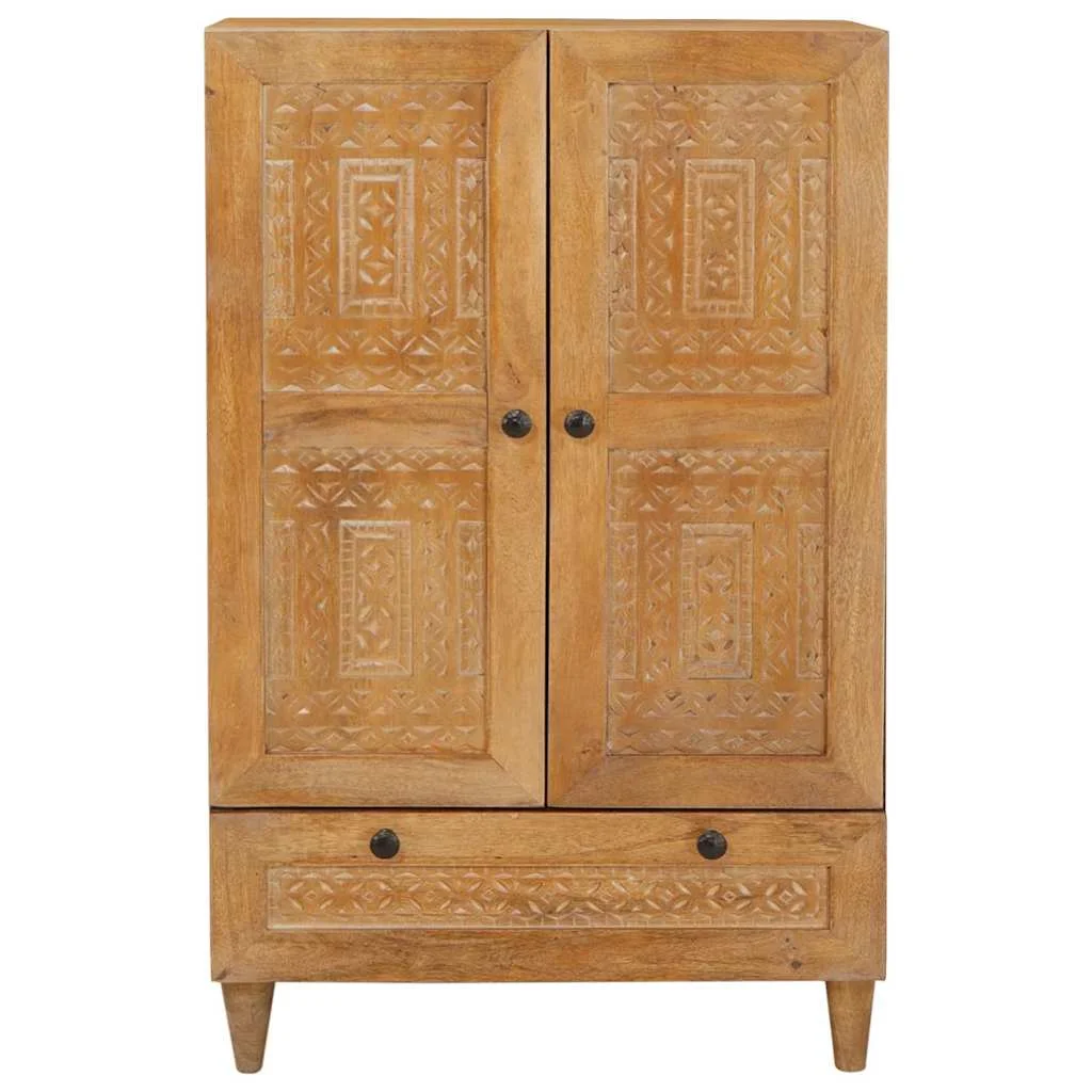 Highboard s poličkou Svetlohnedá 60 x 33 x 100 cm mangový masív