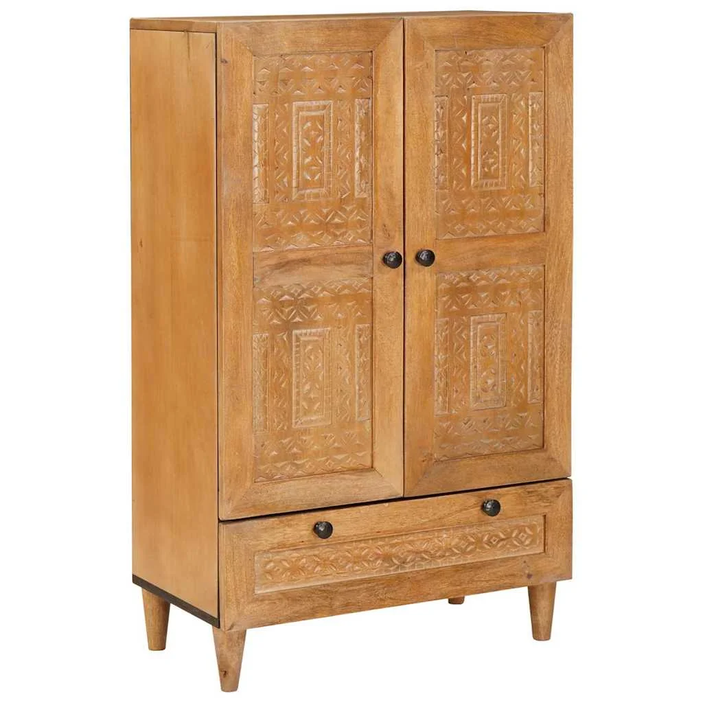 Highboard s poličkou Svetlohnedá 60 x 33 x 100 cm mangový masív