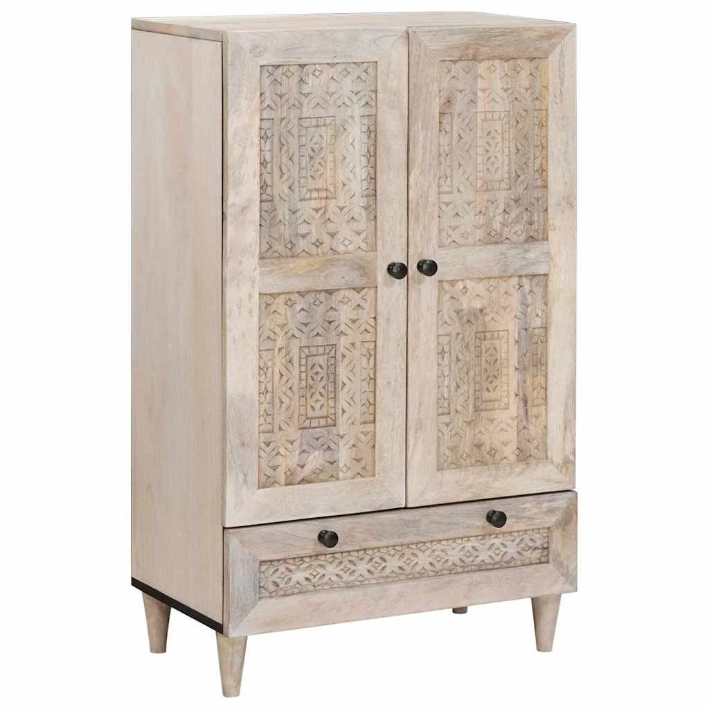 Highboard so zásuvkou Biela 60 x 33 x 100 cm mangový masív