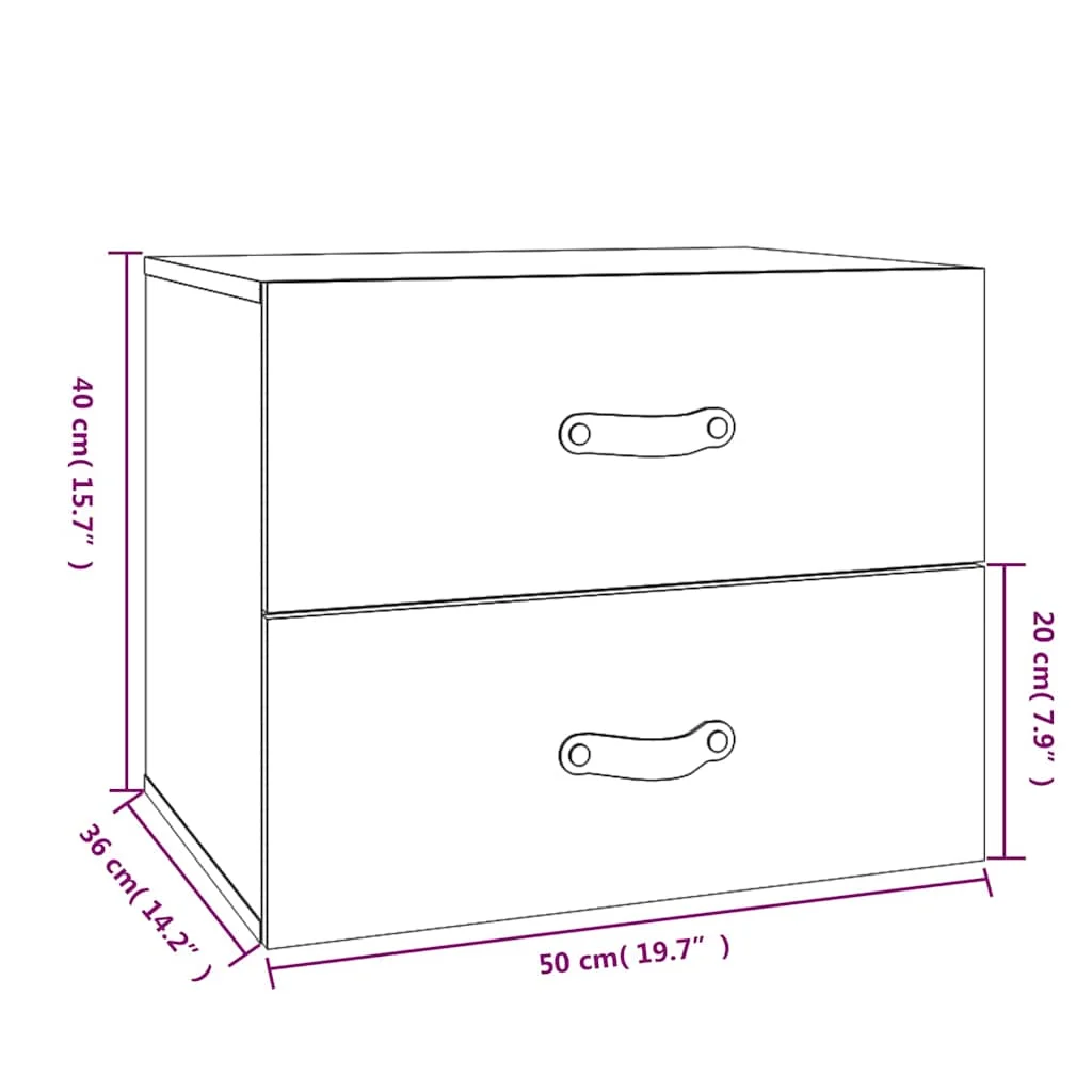 Nástenné nočné stolíky 2 ks 50x36x40 cm